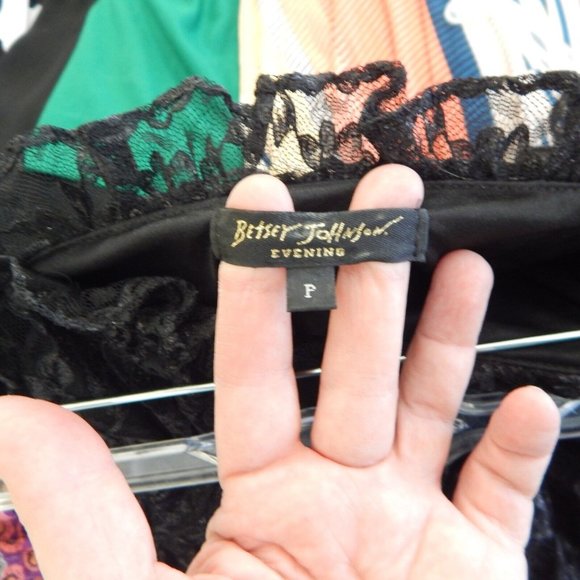 Y2K BETSEY JOHNSON EVENINGS dress strapless lace metallic goth punk emo black XS - Picture 8 of 9